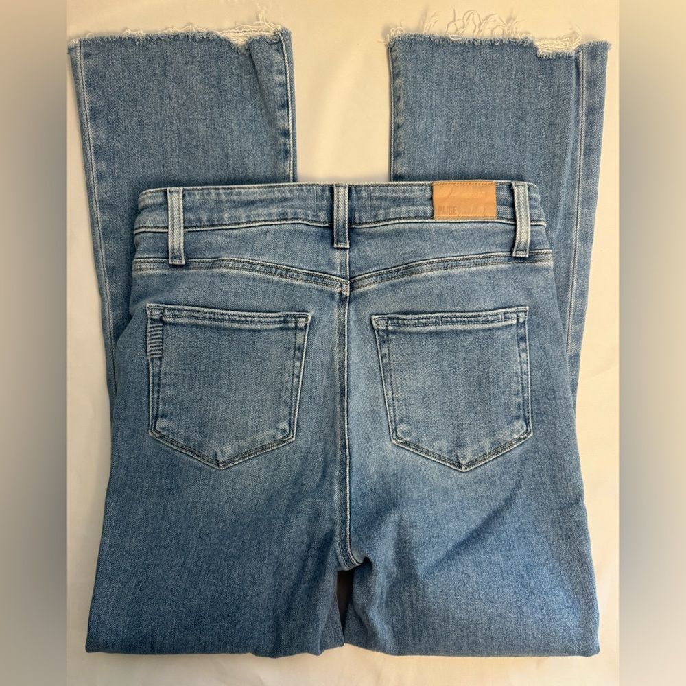 PAIGE High Rise Premium Denim Raw Hem Size 28 Medium Wash - Picture 3 of 4